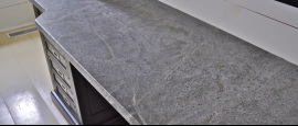 Soapstone countertop that was installed in a nh kitchen